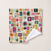 Geometrischer Name der RETRO-Farbblöcke Mittelzent Badhandtuch Set (Waschlappen)