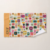 Geometrischer Name der RETRO-Farbblöcke Mittelzent Badhandtuch Set (Handtuch)