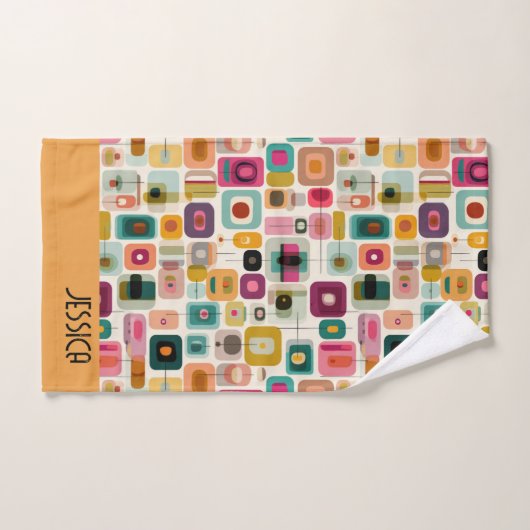 Geometrischer Name der RETRO-Farbblöcke Mittelzent Badhandtuch Set (Handtuch)