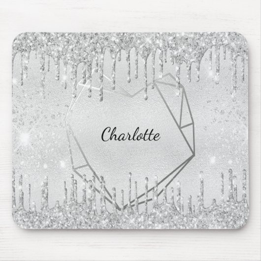 Geometrischer Name des Silver Glitzer Mousepad (Vorne)