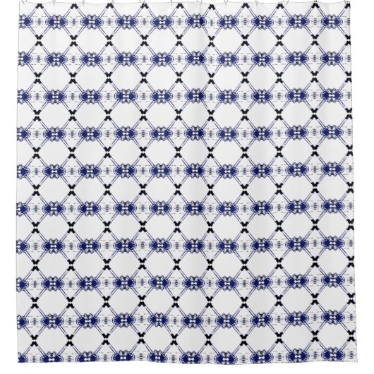 Geometrischer Navy-Schwarz-Weiß-Duschvorhang Duschvorhang (Vorderseite)