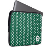 Geometrischer Notebookschlauch mit grüner Monogram Laptopschutzhülle (Vorne Rechts)