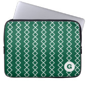 Geometrischer Notebookschlauch mit grüner Monogram Laptopschutzhülle (Vorderseite)