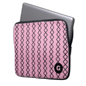 Geometrischer Notebookschlauch mit rosa Monogramm Laptopschutzhülle (Vorderseite Links)