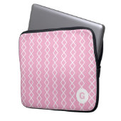 Geometrischer Notebookschlauch mit rosa Monogramm Laptopschutzhülle (Vorderseite Links)