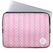 Geometrischer Notebookschlauch mit rosa Monogramm Laptopschutzhülle (Vorderseite)