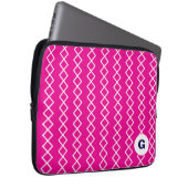 Geometrischer Notebookschlauch mit rosa Monogramm Laptopschutzhülle (Vorne Rechts)
