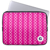 Geometrischer Notebookschlauch mit rosa Monogramm Laptopschutzhülle (Vorderseite)