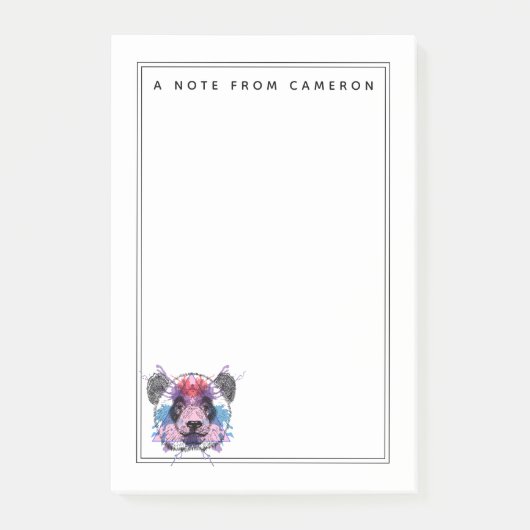 Geometrischer Panda-Bär | addieren Ihren Namen Post-it Klebezettel (Vorderseite)