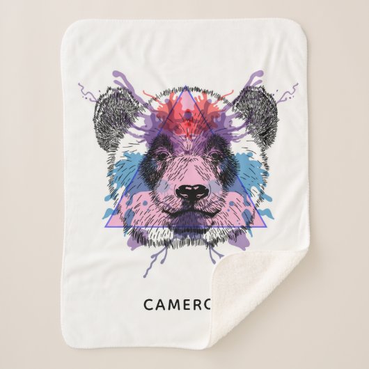 Geometrischer Panda-Bär | addieren Ihren Namen Sherpadecke (Vorderseite)