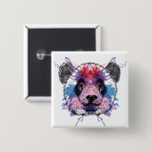Geometrischer Panda-Bär Button (Vorne & Hinten)
