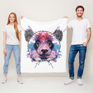 Geometrischer Panda-Bär Fleecedecke