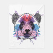 Geometrischer Panda-Bär Fleecedecke (Vorderseite)