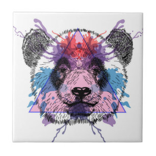 Geometrischer Panda-Bär Fliese