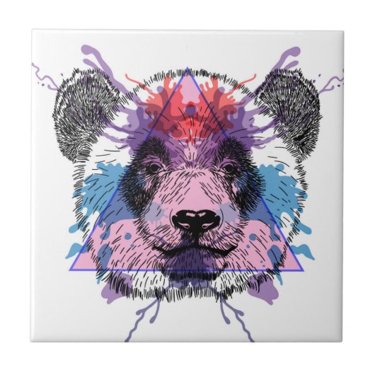 Geometrischer Panda-Bär Fliese (Vorderseite)