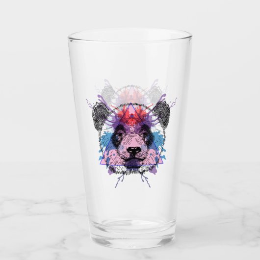 Geometrischer Panda-Bär Glas (Vorderseite)