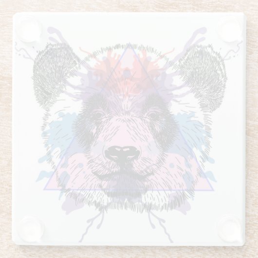Geometrischer Panda-Bär Glasuntersetzer (Rückseite)
