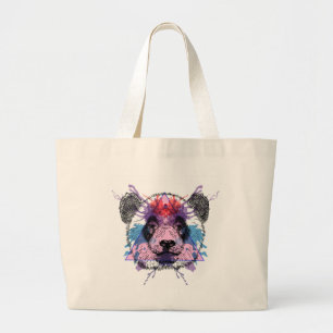 Geometrischer Panda-Bär Jumbo Stoffbeutel