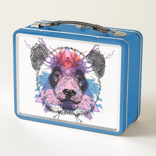 Geometrischer Panda-Bär Metall Brotdose (Rückseite)