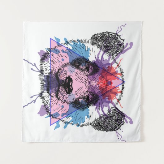 Geometrischer Panda-Bär Wandteppich (Vorderseite (Horizontal))