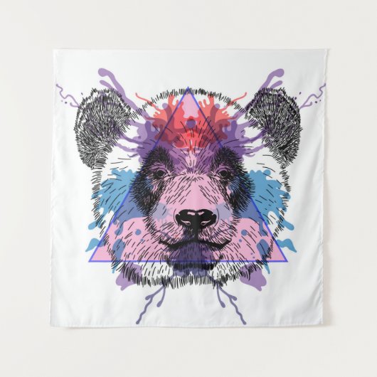 Geometrischer Panda-Bär Wandteppich (Vorderseite)