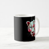 Geometrischer Panther Split Face– Moderne Abstrakt Kaffeetasse (VorderseiteRechts)