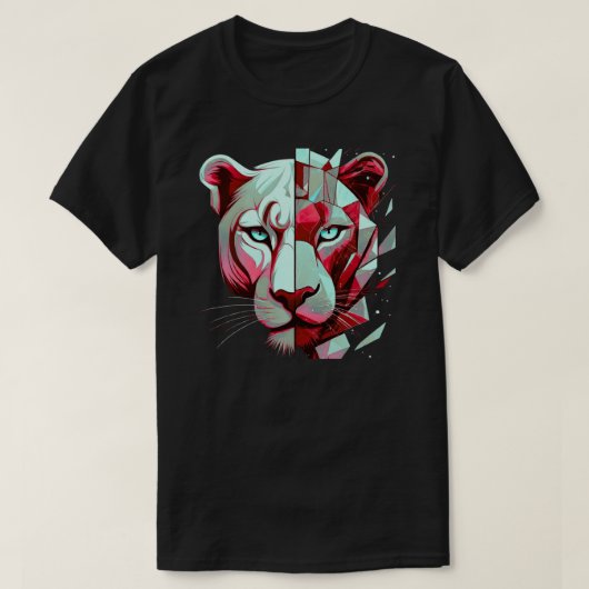 Geometrischer Panther Split Face | Moderne Kunst T-Shirt (Design vorne)