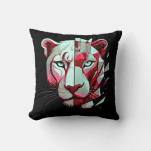 Geometrischer Panther Split Face – Modernes Abstra Kissen