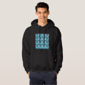 GEOMETRISCHER PATTERN FLAMESTICH BLUE GRE DER 1970 HOODIE (Vorne ganz)