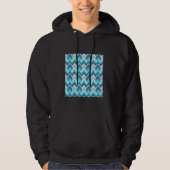 GEOMETRISCHER PATTERN FLAMESTICH BLUE GRE DER 1970 HOODIE (Vorderseite)