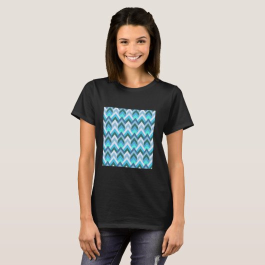 GEOMETRISCHER PATTERN FLAMESTICH BLUE GRE DER 1970 T-Shirt (Vorne ganz)