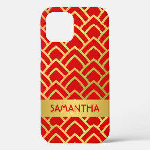 Geometrischer Personalisierter Name des Golden Red Case-Mate iPhone Hülle