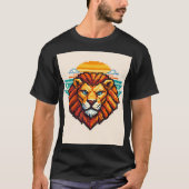 Geometrischer Pixel Löwe Retro T-Shirt (Vorderseite)