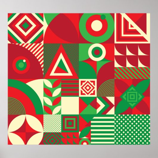 Geometrischer Pop: Farbige Abstrakte Fliesen. Poster (Vorne)