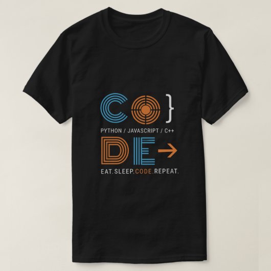 Geometrischer Programmierer-Code Essen Schlaf Wied T-Shirt (Design vorne)