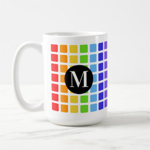 Geometrischer Quadrat-Regenbogen färbt Monogramm Kaffeetasse
