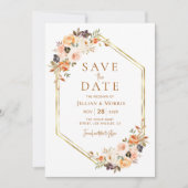 geometrischer Rahmen fallen floral Save the Date Einladung (Vorderseite)