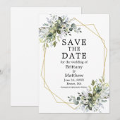 Geometrischer Rahmen für Aquarellfarben Save The Date (Vorne/Hinten)