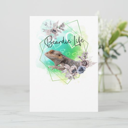 Geometrischer Rahmen für Bartete Drachen Einladung (Stehend Vorderseite)