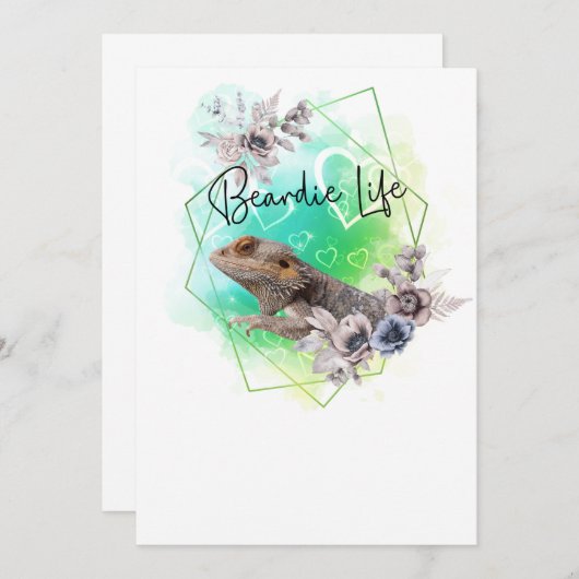 Geometrischer Rahmen für Bartete Drachen Einladung (Vorne/Hinten)