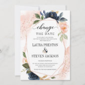 Geometrischer Rahmen für den Navy Blush Floral änd Einladung (Vorderseite)