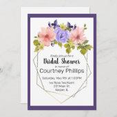 Geometrischer Rahmen für die Blume Wasserfarbe Einladung (Vorne/Hinten)