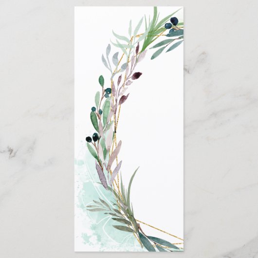 Geometrischer Rahmen für die Hochzeit von Wasserfa Menükarte (Rückseite)