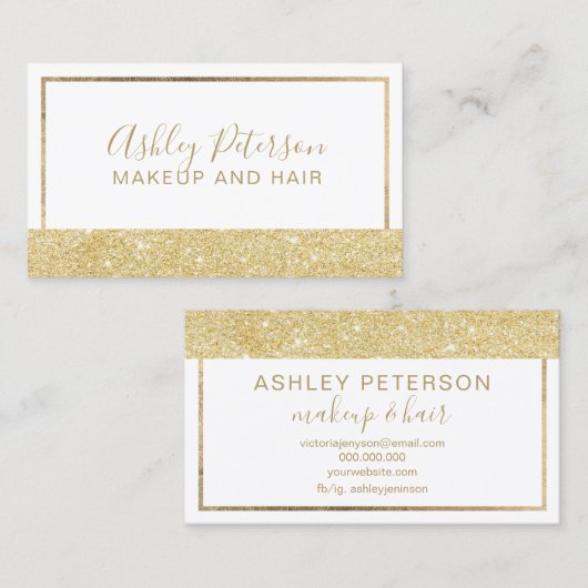 Geometrischer Rahmen für eleganten Glitzer Visitenkarte (Vorne/Hinten)