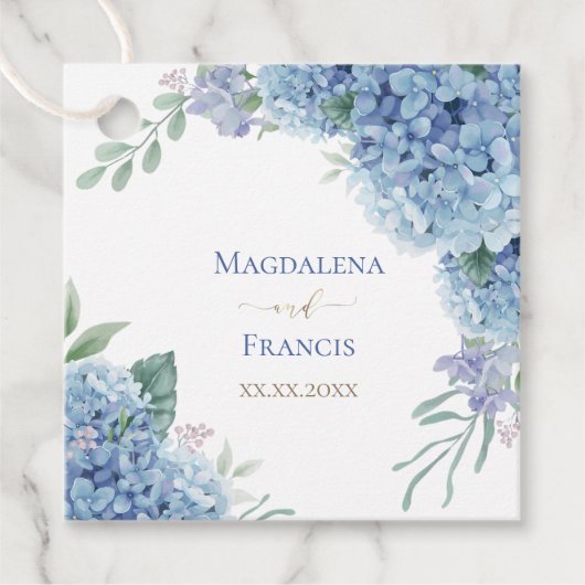 geometrischer Rahmen für Hydrangea | Hochzeit Geschenkanhänger (Vorderseite)