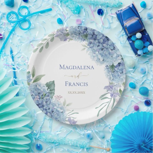 geometrischer Rahmen für Hydrangea | Hochzeit Pappteller (Party)