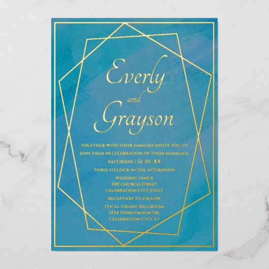 Geometrischer Rahmen für jede benutzerdefinierte F Folieneinladung (Vorderseite)