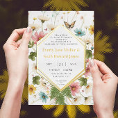 Geometrischer Rahmen für Liebe Goldhochzeit Folieneinladung