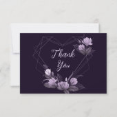 Geometrischer Rahmen für Lila Blumenmuster Dankeskarte (Vorderseite)