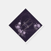 Geometrischer Rahmen für Lila Blumenmuster Serviette (Ecke)